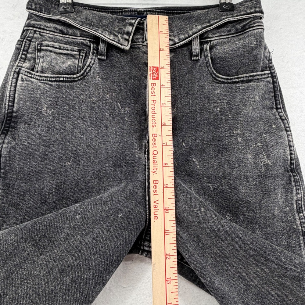 Hollister Ultra High-Rise Mom Jean Womens 3R 26x27 Black Acid Foldover Waist - Picture 4 of 10